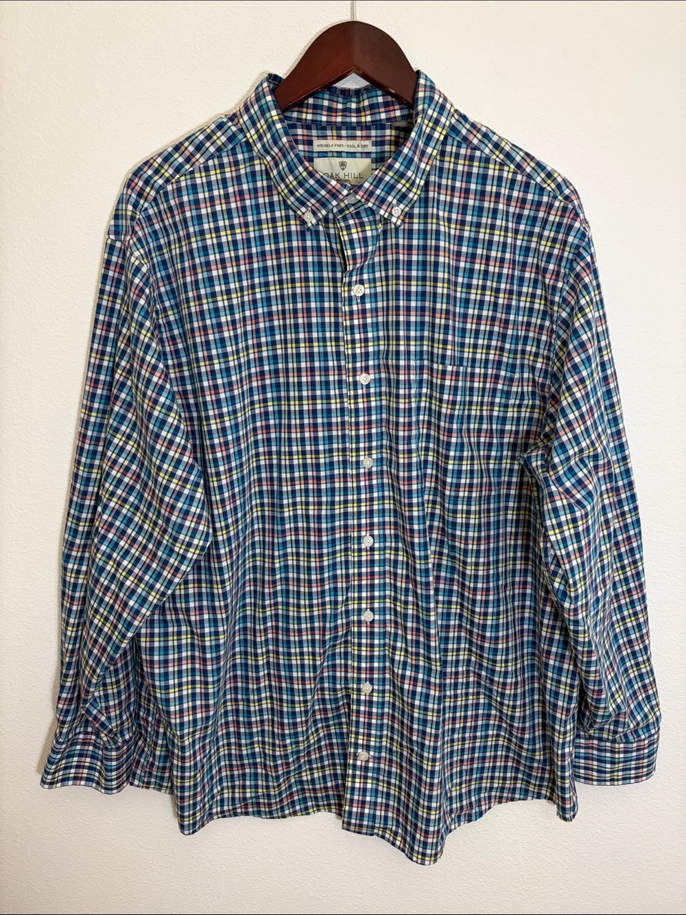 Oak Hill Multi-Color Plaid Button-Down Wrinkle Free Cotton Shirt